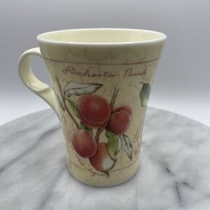 Rochester Peach Botanical Ceramic Mug Butterfly Floral Garden Shabby Chic Cream